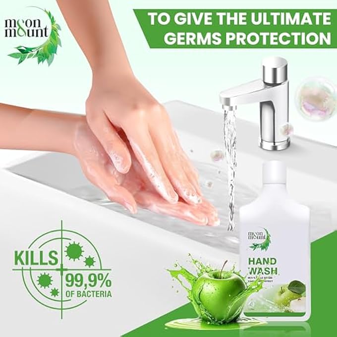 Moon & Mount HAND WASH PROTECTION FROM GERMS, HAND WASH LIQUIDS 1 LITER LIQUID HANDWASH FOR EVERYDAY USE (GREEN APPLE) - Image 3